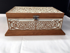 Boite décorative en cerisier - Arabesque blanc 3