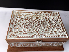 Boite décorative en cerisier - Arabesque blanc 4