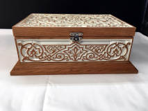 Boite décorative en cerisier - Arabesque blanc 3