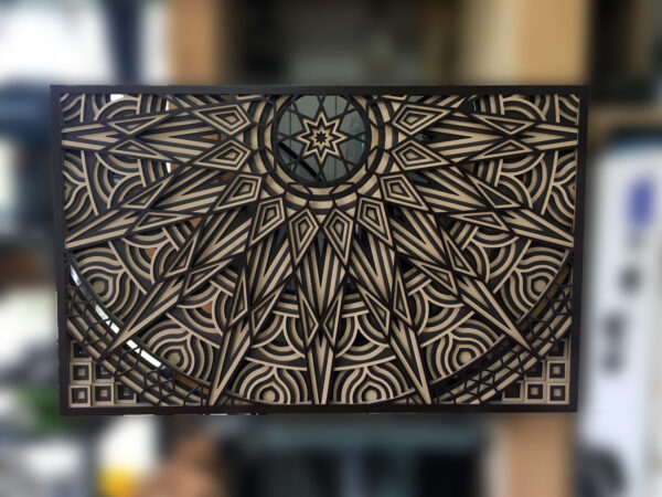 Mandala 3D SOLEIL - Dimension : 80cm X 60cm X 2,54cm -- 31,5pcs X 23,5pcs X 1pcs