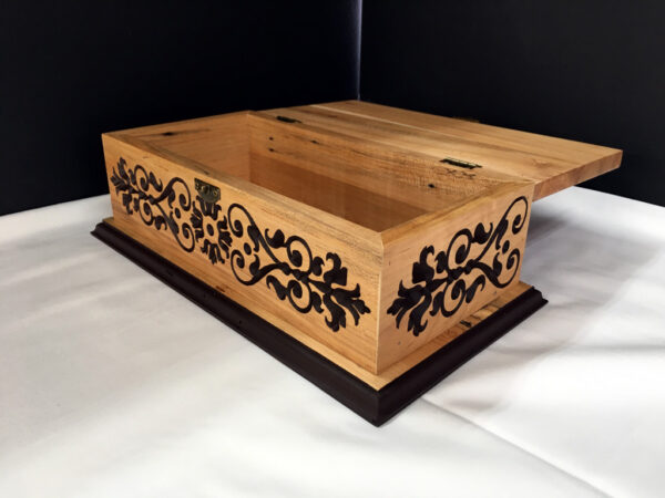 Boite décorative en érable à sucre incrusté d'arabesque floral -4