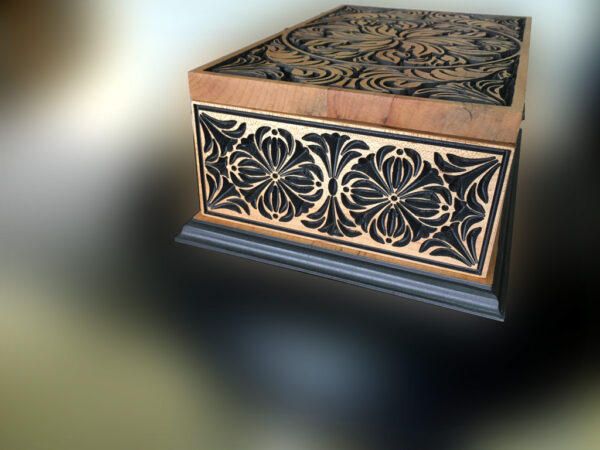 Boite décorative en érable à sucre incrusté d'arabesque floral -3