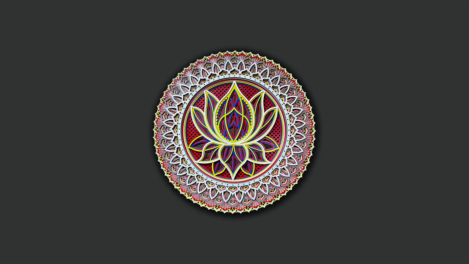 Mandala FLEUR DE LOTUS COULEURS - Dimension : 58,5cm X 2,54cm -- 23pcs X 1pcs