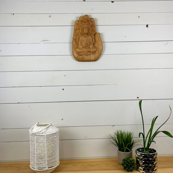 Bouddha en Chêne - 37,5cm x 25cm x 3,8cm