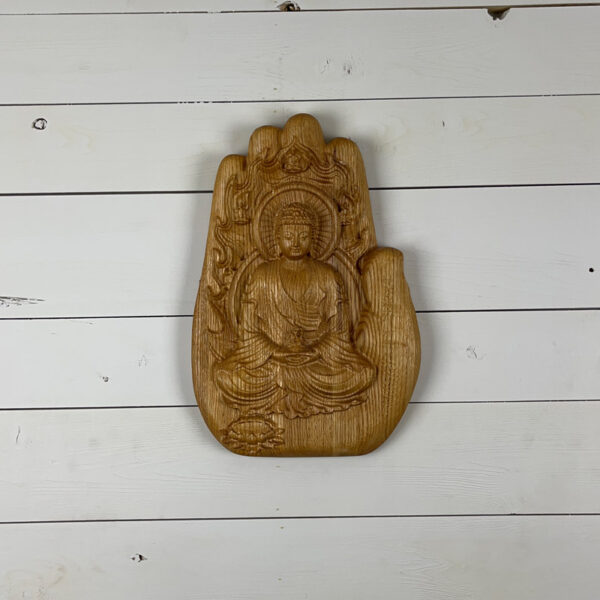 Bouddha en Chêne - 37,5cm x 25cm x 3,8cm