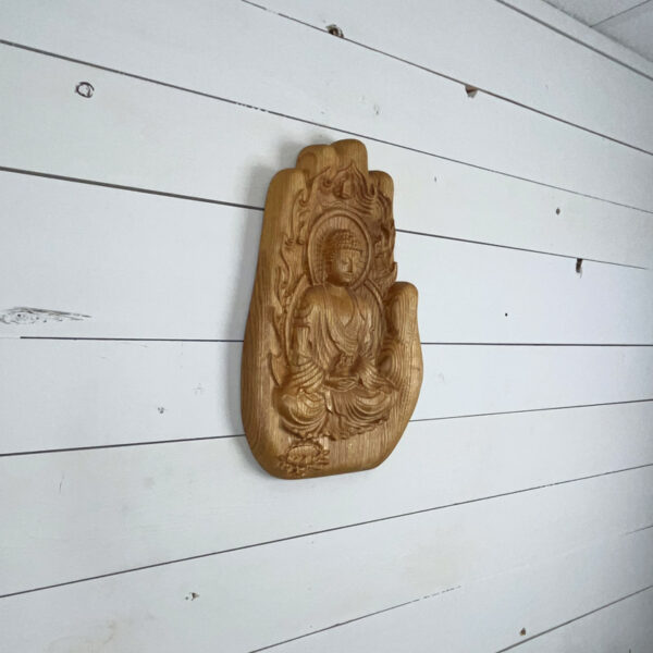 Bouddha en Chêne - 37,5cm x 25cm x 3,8cm