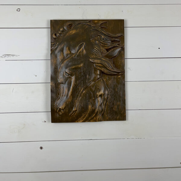 Cheval en Chêne - 43cm x 31,5cm x 3,2cm