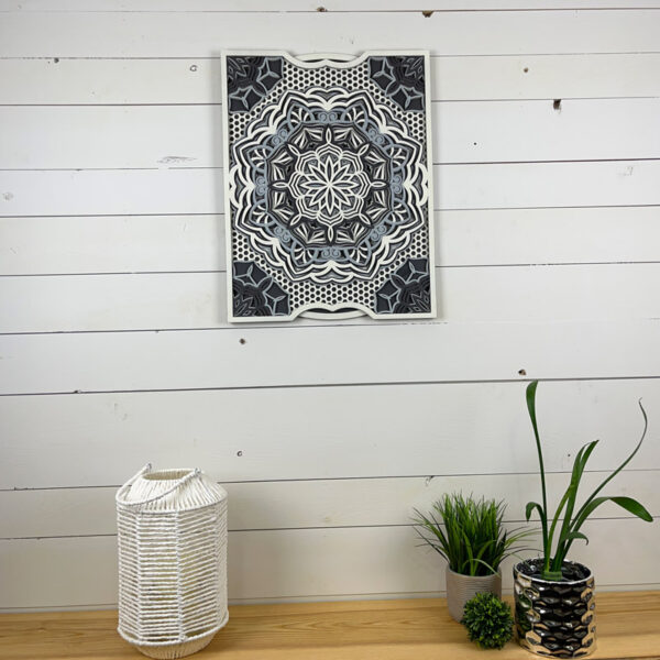 Mandala 3D - Abeille 58x45cm | Naturel - Blanc - Anthracite
