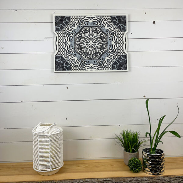 Mandala 3D - Abeille 58x45cm | Naturel - Blanc - Anthracite