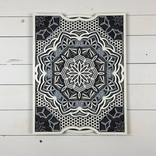 Mandala 3D - Abeille 58x45cm | Naturel - Blanc - Anthracite