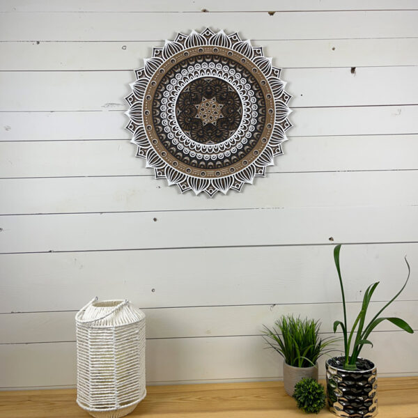Mandala 3D - Dentelle 60cm | Naturel - Blanc - Anthracite