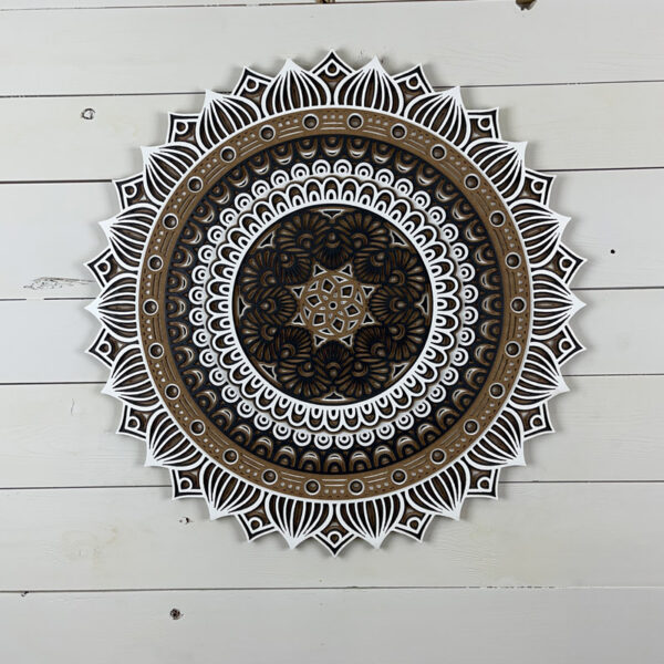 Mandala 3D - Dentelle 60cm | Naturel - Blanc - Anthracite