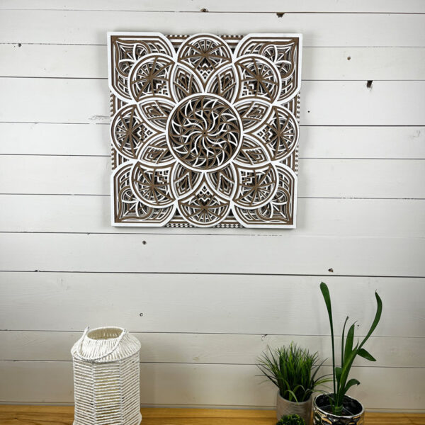 Mandala 3D - Douceur 60cm | Naturel - Blanc
