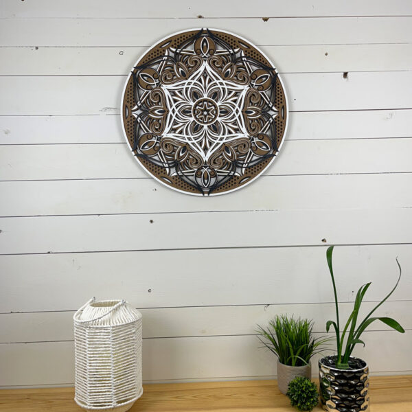 Mandala 3D - Étoile 60cm | Naturel - Blanc - Anthracite