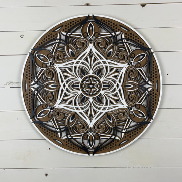 Mandala 3D - Étoile 60cm | Naturel - Blanc - Anthracite