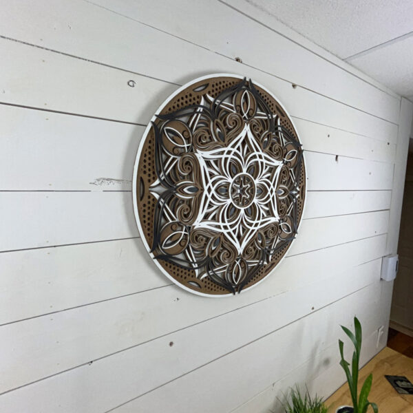 Mandala 3D - Étoile 60cm | Naturel - Blanc - Anthracite