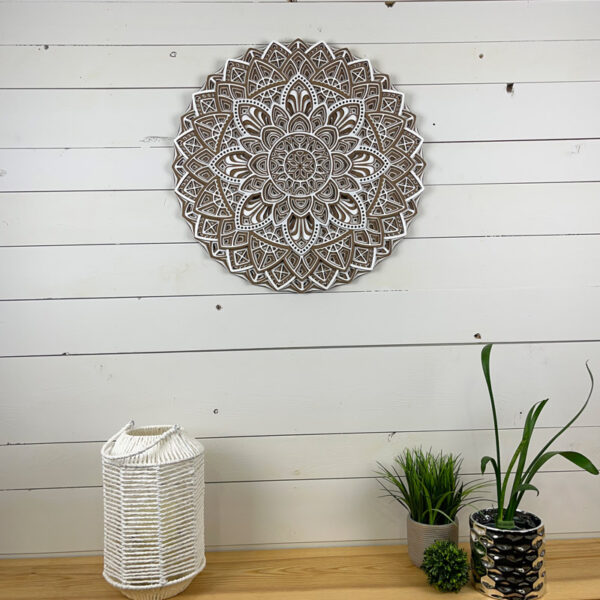 Mandala 3D - Illusion 60cm | Naturel - Blanc