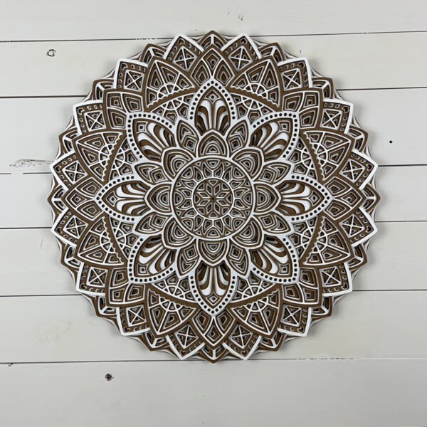 Mandala 3D - Illusion 60cm | Naturel - Blanc