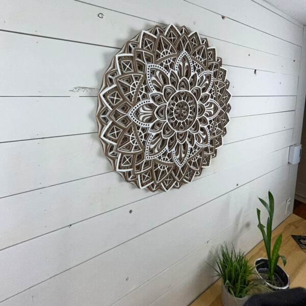 Mandala 3D - Illusion 60cm | Naturel - Blanc