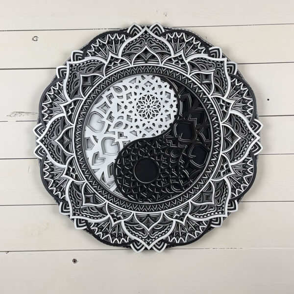 Mandala 3D - Yin Yang 60cm | Noir - Blanc