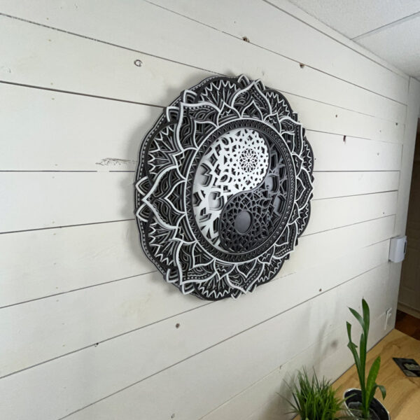 Mandala 3D - Yin Yang 60cm | Noir - Blanc