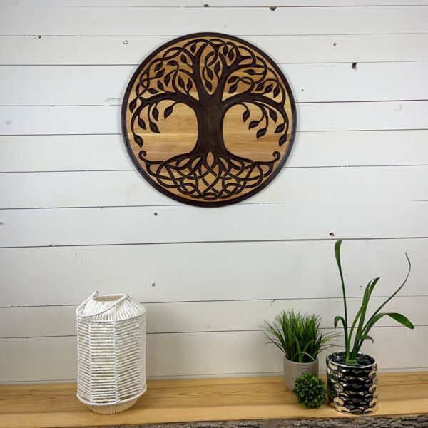 Mandala en bois - Arbre de vie 60x1,9cm | Merisier