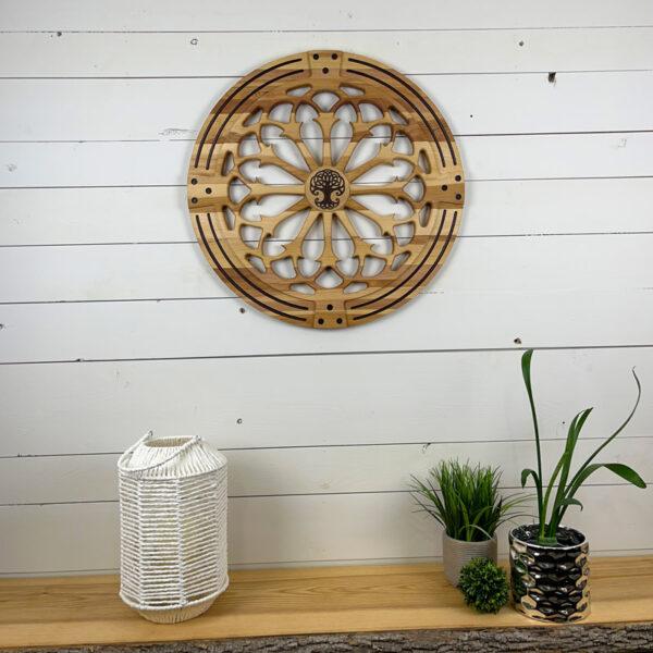 Mandala en bois - Cœur Arbre de vie 60x1,9cm | Merisier