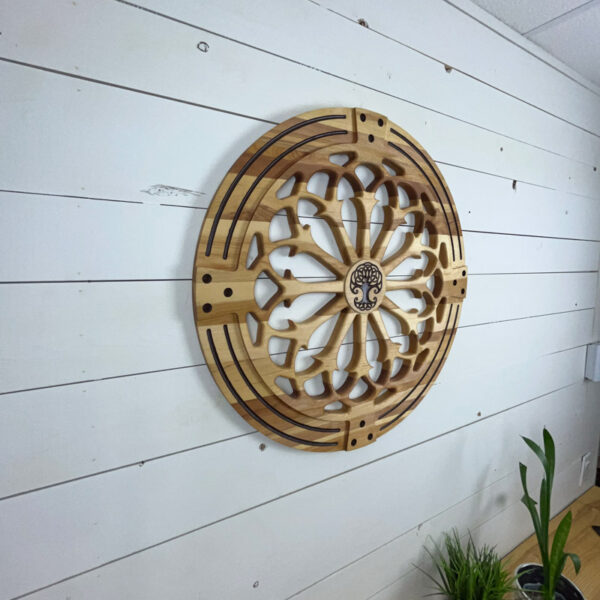 Mandala en bois - Cœur Arbre de vie 60x1,9cm | Merisier