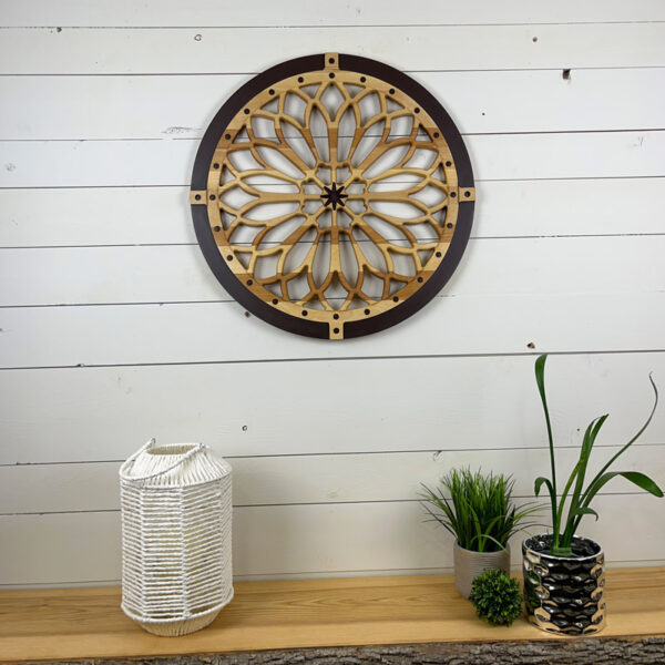 Mandala en bois - Cœur étoilé 60x1,9cm | Merisier