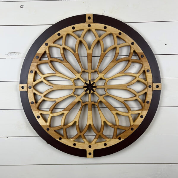 Mandala en bois - Cœur étoilé 60x1,9cm | Merisier