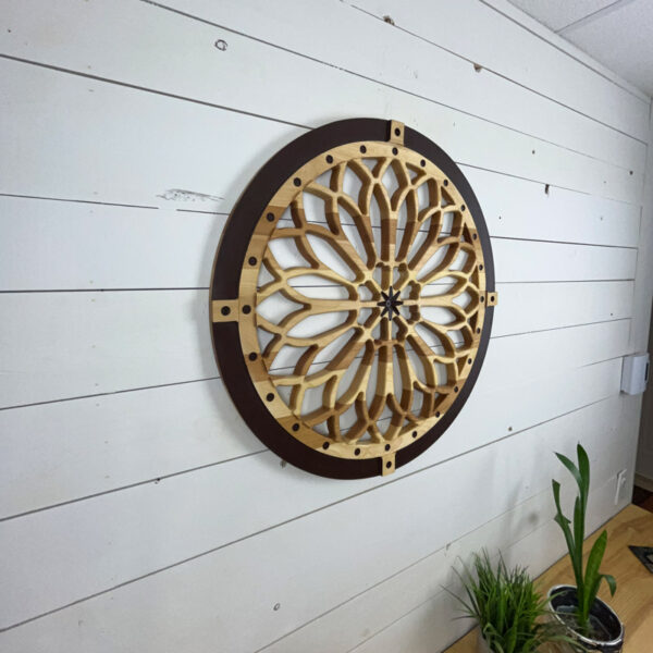 Mandala en bois - Cœur étoilé 60x1,9cm | Merisier