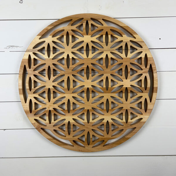 Mandala en bois - Fleur de vie 60x1,9cm | Merisier